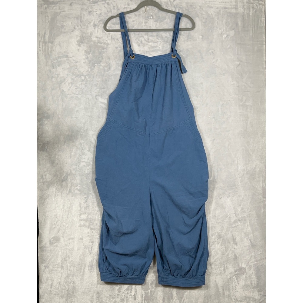 Womens Overalls 2XL Blue Cotton Boho Lagenlook Cottage Pockets Relaxed Jumpsuit